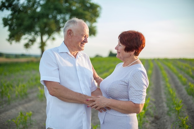 Feliz casal de idosos abraçando a saúde da aposentadoria do amante