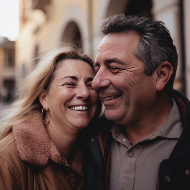 Feliz casal de meia-idade ao ar livre