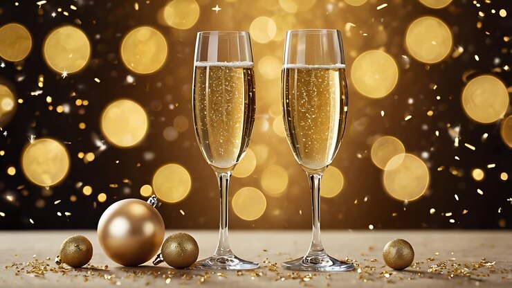 Feliz celebración de año nuevo con bebida