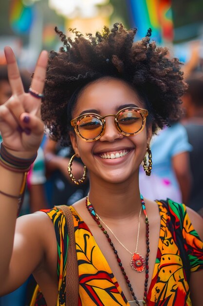 Feliz celebración del día del 19 de junio con la protesta de la activista negra