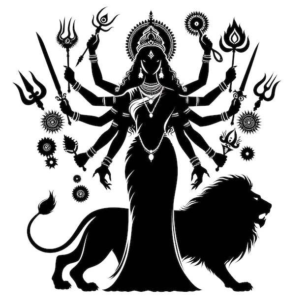Feliz celebración del puja de Durga