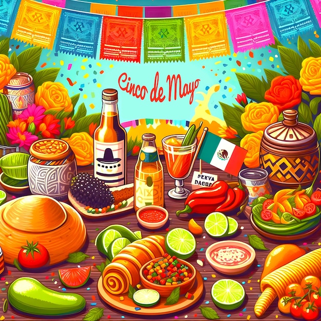 Feliz Cinco de Mayo Festa tradicional mexicana tarjeta de felicitaciones cartel para desear