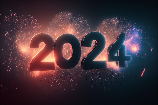 Feliz comemoração de ano novo 2024 Sparkles Banner