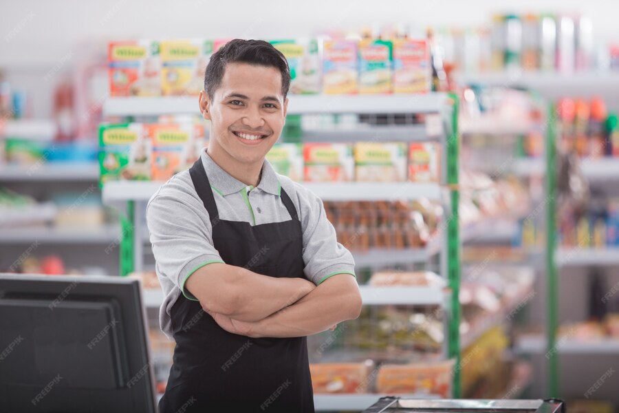 Comerciante feliz