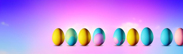 Feliz conceito de Páscoa Preparando-se para as férias Fundo de ovos de Páscoa coloridos com banner de ovos de páscoa em pastel