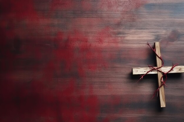 Foto feliz concepto de celebración del viernes santo con corona de espinas biblia cruz cristiana y espacio de copia