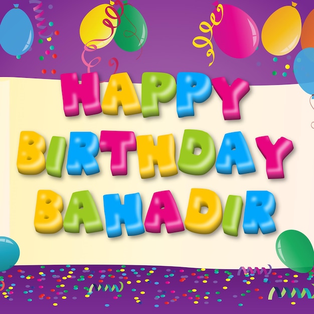 Feliz cumpleaños Bahadir oro confeti dulce tarjeta de globo efecto de texto foto