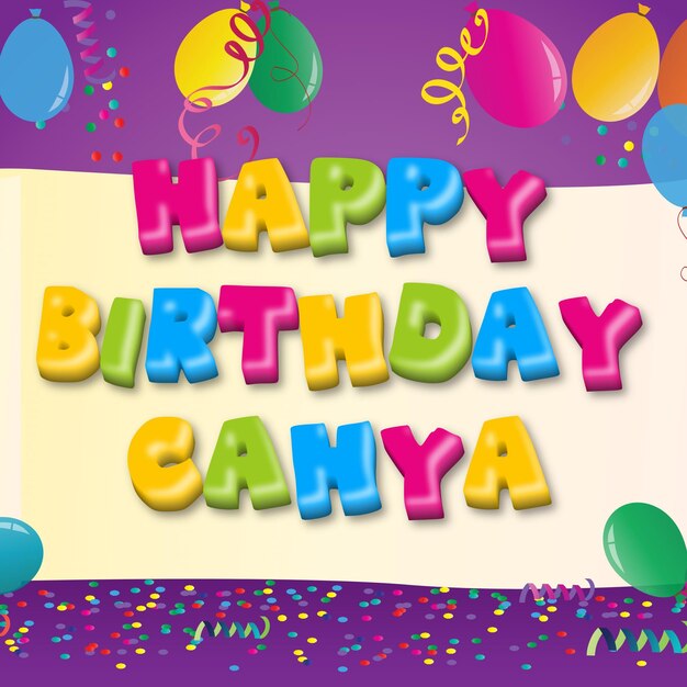 Foto feliz cumpleaños cahya confeti dorado lindo globo tarjeta foto efecto de texto