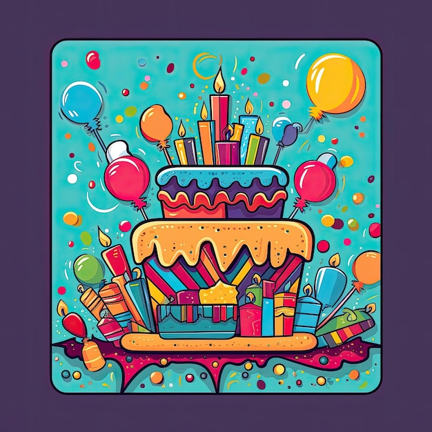 feliz cumpleaños celebración tarjeta vector diseño de ilustración plano de fondo