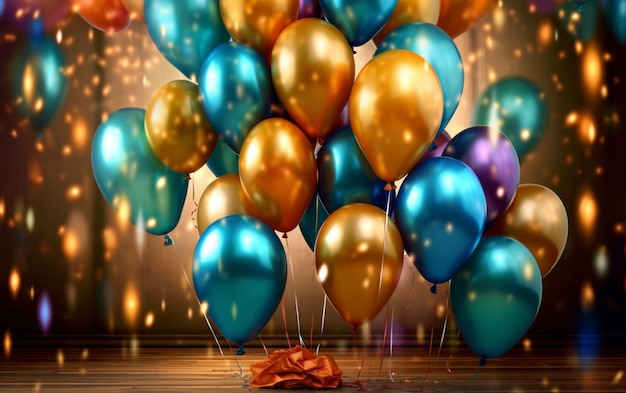 Feliz cumpleaños elegante con globos realistas