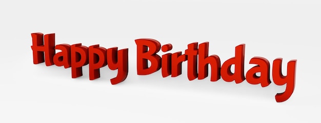 Feliz cumpleaños frase caligráfica sobre fondo blanco. ilustración 3d