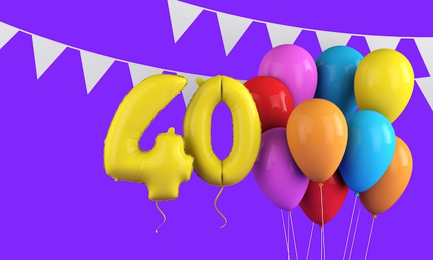 Feliz cumpleaños globos de fiesta coloridos y empavesado d render