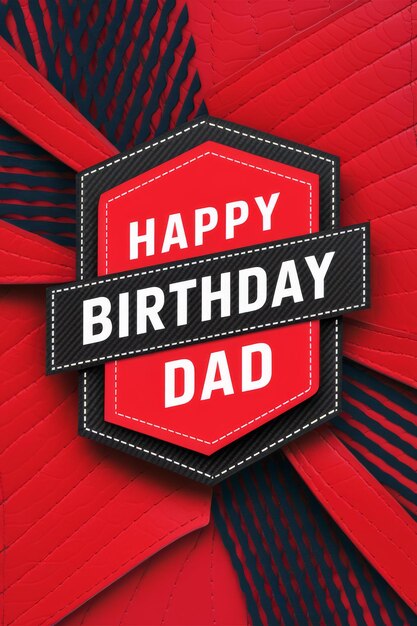 Foto feliz cumpleaños papá tarjeta con cinta roja