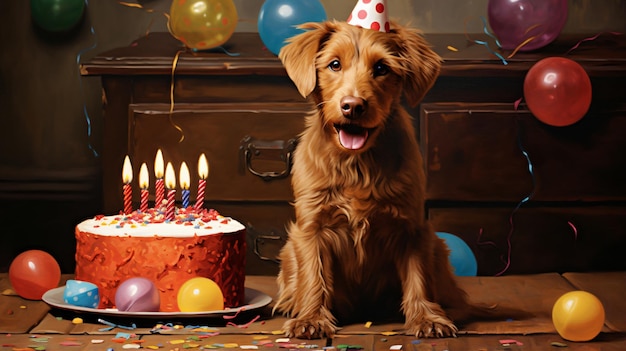 Foto feliz cumpleaños perro