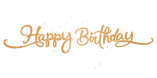 Feliz cumpleaños png oro brillante caligrafía pegatina digital en fondo transparente