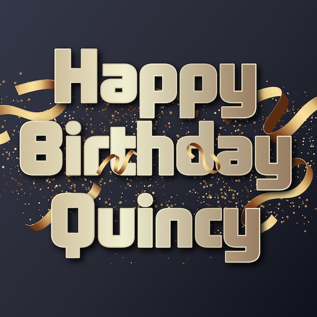 Foto feliz cumpleaños quincy gold confetti dulce tarjeta de globo efecto de texto fotográfico