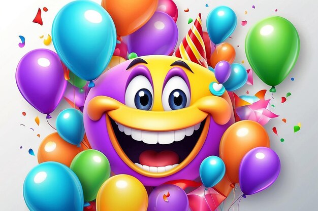Feliz cumpleaños sonrisa tarjeta de felicitación vectorial de cumpleaños fondo 3d pancarta colorida