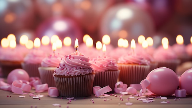 Feliz cumpleaños velas en tema rosa pastel