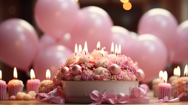 Feliz cumpleaños velas en tema rosa pastel
