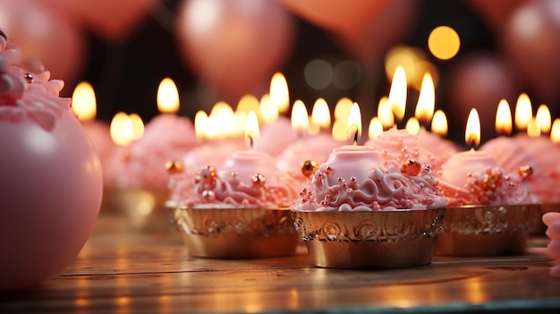 Feliz cumpleaños velas en tema rosa pastel