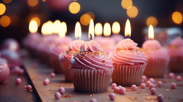 Feliz cumpleaños velas en tema rosa pastel