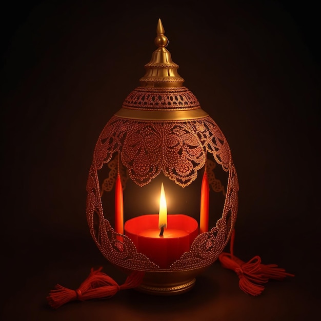 Feliz Deepavali à luz de velas ou lamparina a óleo