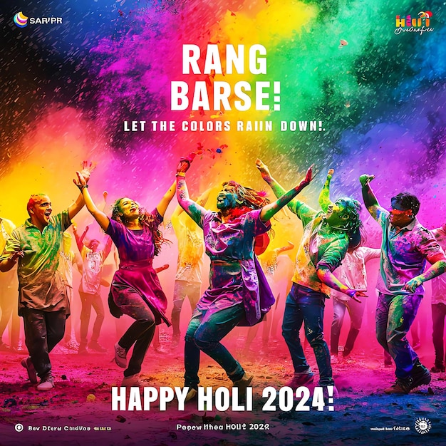 Feliz design de banner de cartaz maravilhoso de Holi