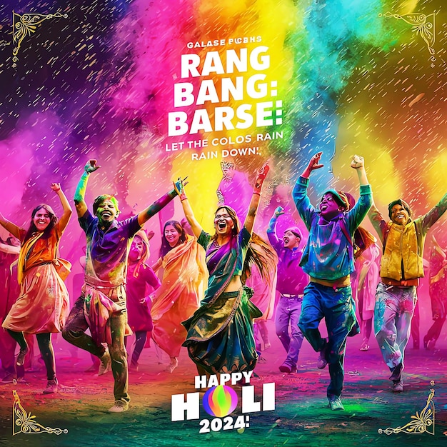 Feliz design de banner de cartaz maravilhoso de Holi