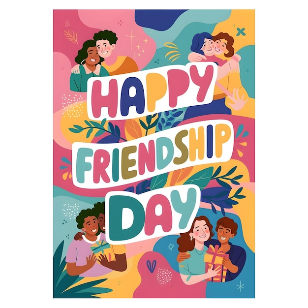 Feliz día de la amistad Diseño de camiseta de arte vectorial o tarjeta de felicitación Imágenes felices del día de la Amistad