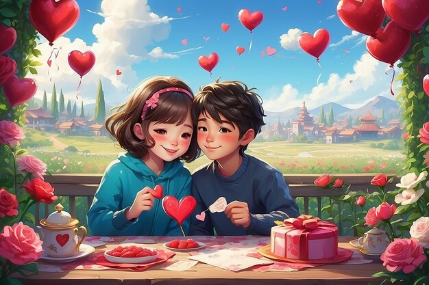 Feliz día del amor y diseño de ilustraciones de fondo de pareja de amor especial del día de San Valentín