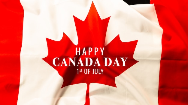 Feliz día de Canadá con el fondo de la bandera de Canadá