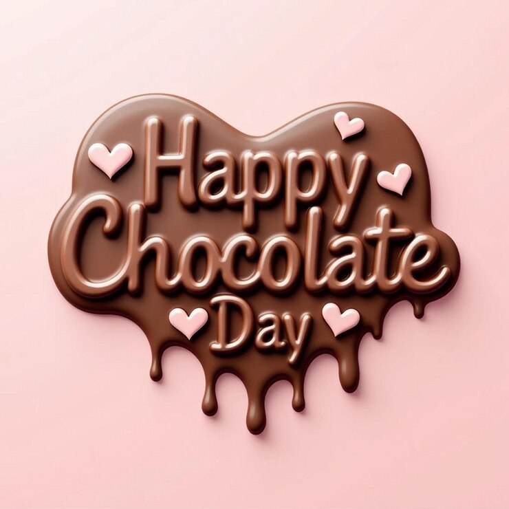 Foto feliz día del chocolate _ día mundial del chocolate _ caligrafía moderna con tinta de pincel