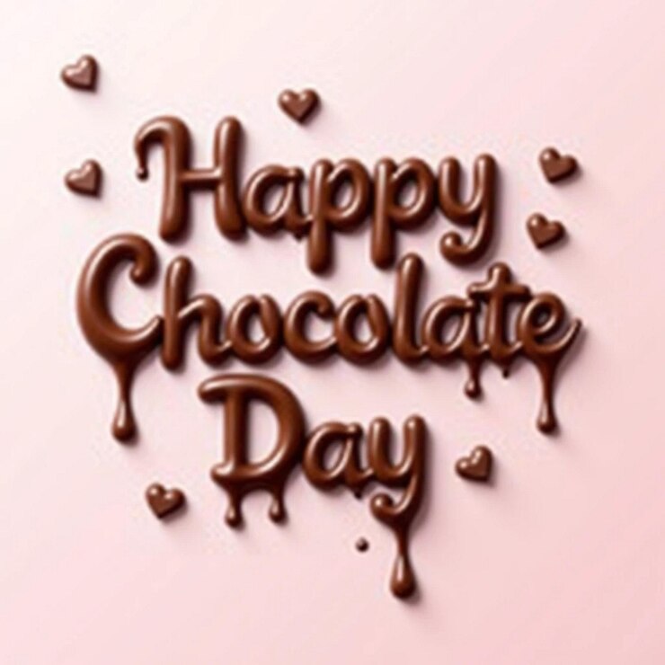 Foto feliz día del chocolate _ día mundial del chocolate _ caligrafía moderna con tinta de pincel