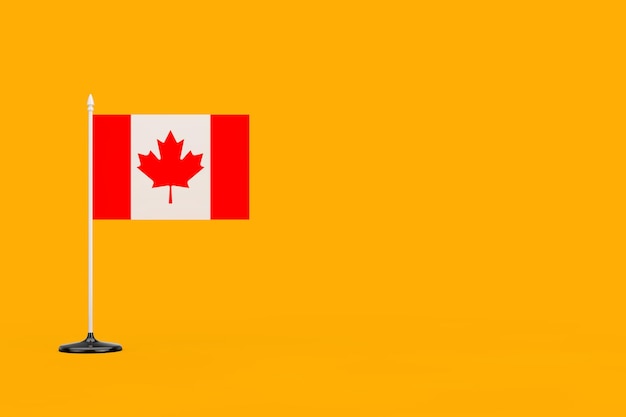 Feliz Dia da Bandeira do Canadá Bandeira do Canadá em um fundo amarelo 3d Rendering