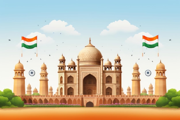 Feliz Dia da Independência da Índia celebração em 15 de agosto Indian Gate com bandeira indiana