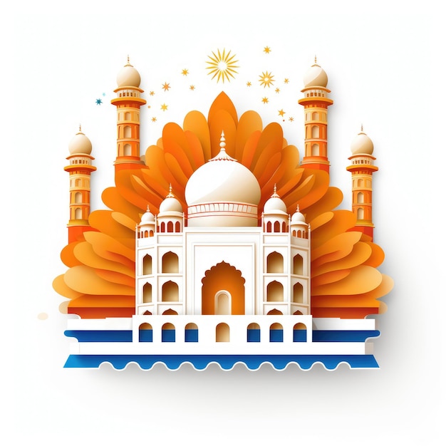 Feliz Dia da Independência da Índia desenho de desenho isolado no fundo branco Generative ai