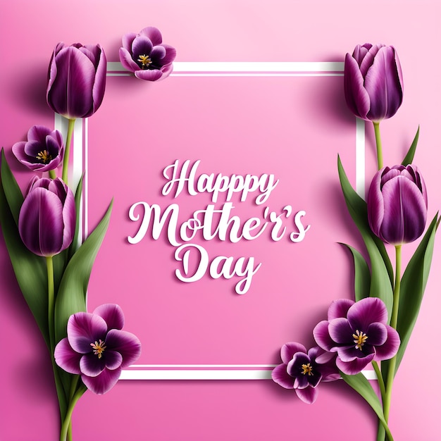 Feliz Dia da Mãe Esta ilustração brilhante e alegre apresenta um delicado fundo rosa de bebê
