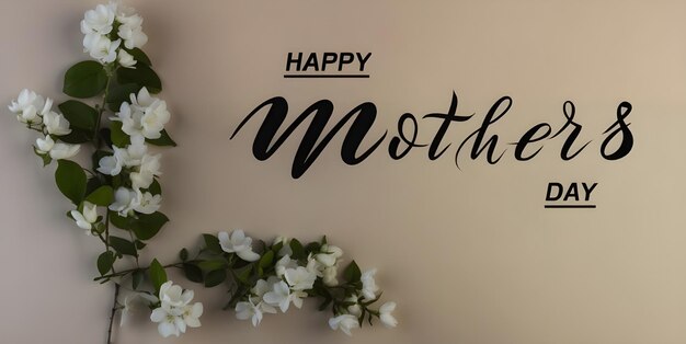 Feliz dia da mãe Flat Lay Banner Parabéns pelo dia da mãe Belas flores de jasmim branco