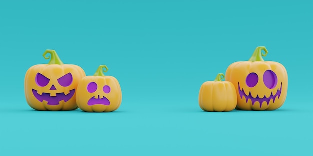 Feliz Dia das Bruxas com abóboras JackoLantern tradicional renderização em 3d do feriado de outubro