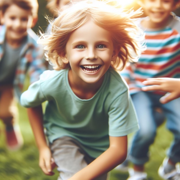 Foto feliz dia das crianças sorriso feriado do menino