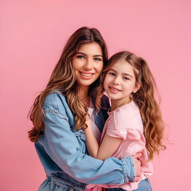 Feliz dia das mães fundo Feliz mãe e filha abraçando