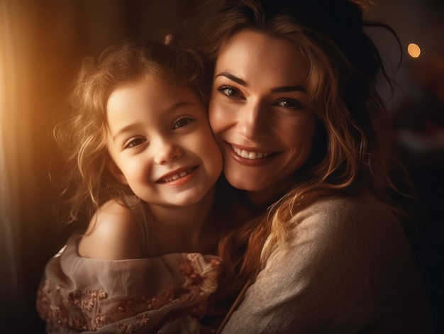 Feliz Dia das Mães Mather e filha sorrindo alegremente Generative AI