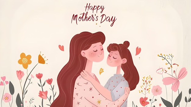 Feliz dia das mães vector de fundo desenho de papel de parede de aquarela de família bonito com a mãe abraçando