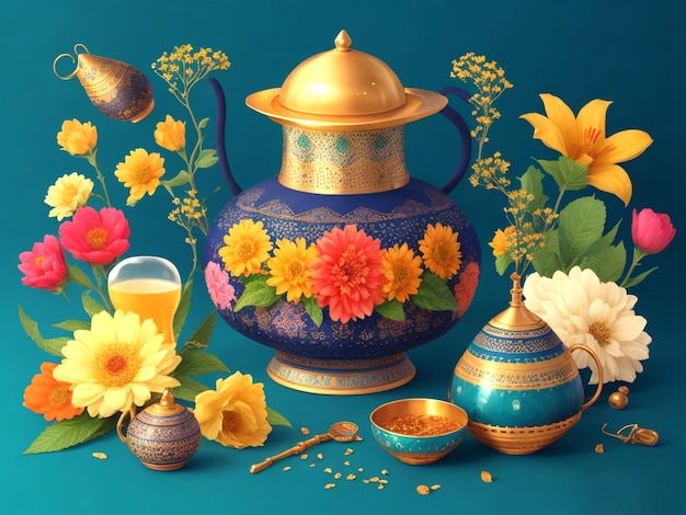 feliz dia de nowruz ou ilustração do ano novo iraniano