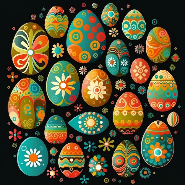 Feliz dia de Páscoa ovos coloridos ninho de páscoa colorido com ovos de páscoa