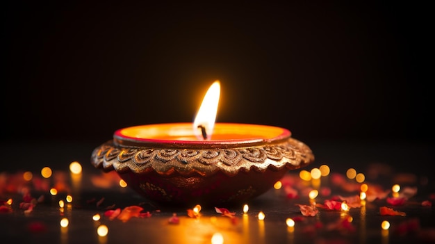 Feliz día de Diwali decorativo en el contexto de la celebración del festival tradicional