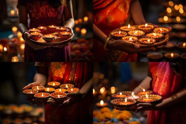 Feliz día de Diwali decorativo en el contexto de la celebración del festival tradicional