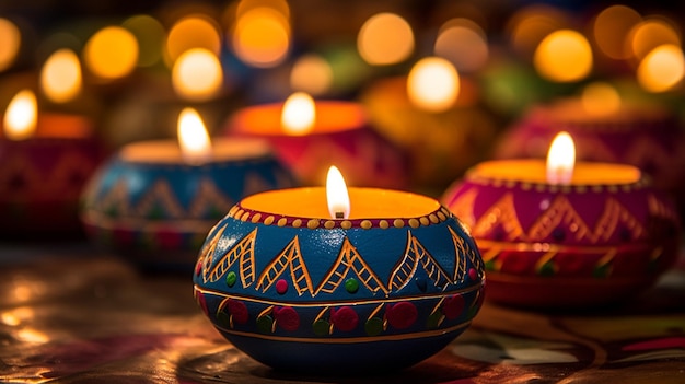 Feliz día de Diwali decorativo en el contexto de la celebración del festival tradicional