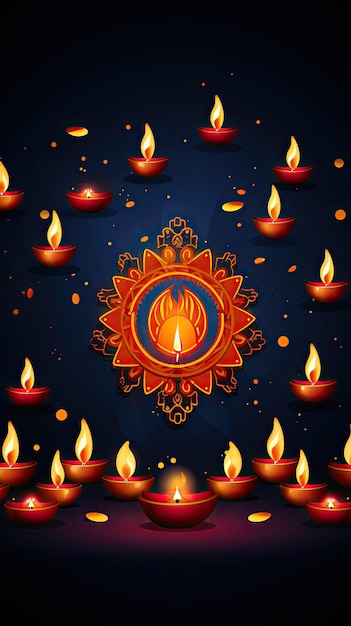 Feliz día de Diwali con una pancarta decorativa oscura