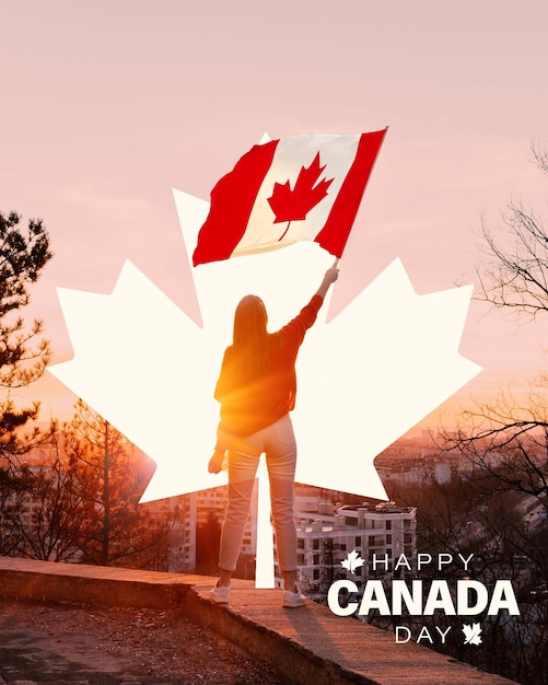 Foto feliz dia do canadá bandeira colagem